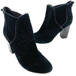 ELLIOT LUCCA Dina Black Suede Woven Chelsea‎ Booties